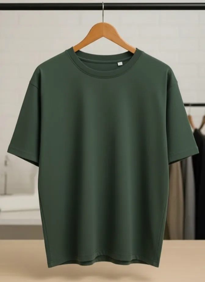 Oversized drop shoulder t-shirts (M, juniper green)